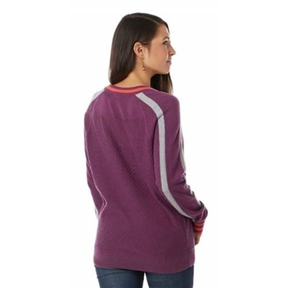 SMARTWOOL Frosted Valley V-Neck Merino Wool Sweater‎ Sangria Heather XS $150 New - Picture 2 of 6